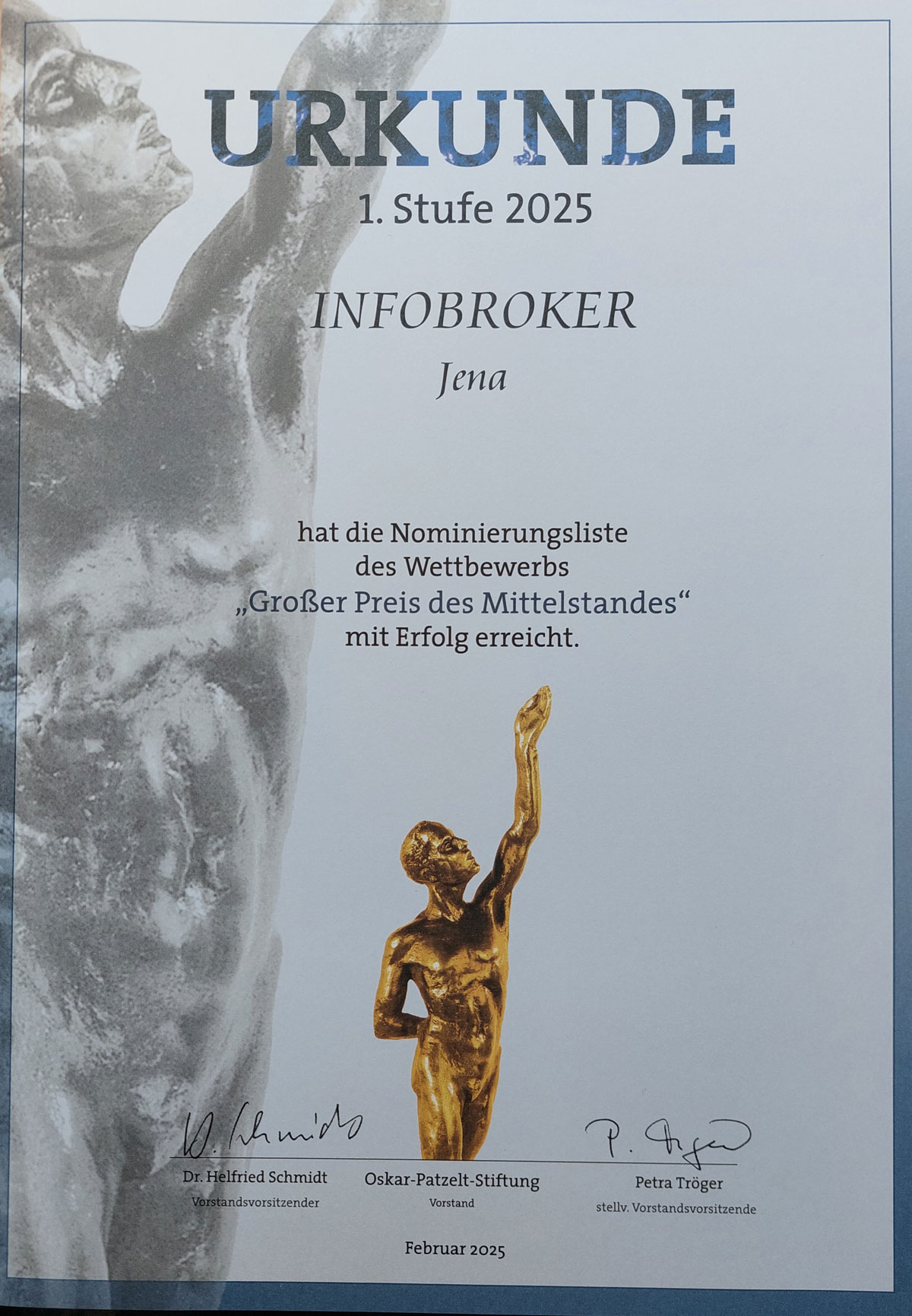 Nominierung Oskar Patzelt Stiftung